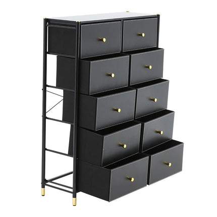 Black 10 Drawer Plastic Storage Cabinet