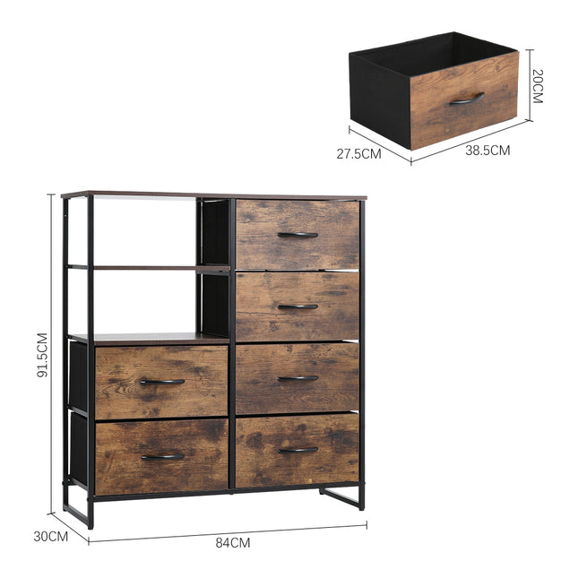 Six-drawer wooden storage cabinet in the medieval style