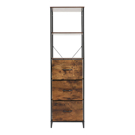 Three-drawer wooden storage cabinet in the medieval style