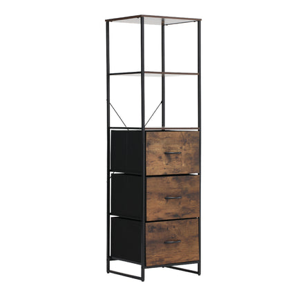 Three-drawer wooden storage cabinet in the medieval style