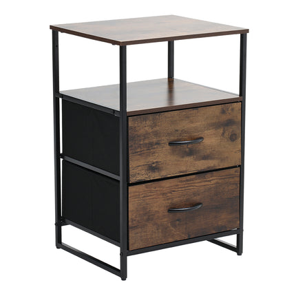 Medieval Style Wooden Storage Cabinet with Two Drawers