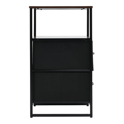 Medieval Style Wooden Storage Cabinet with Two Drawers