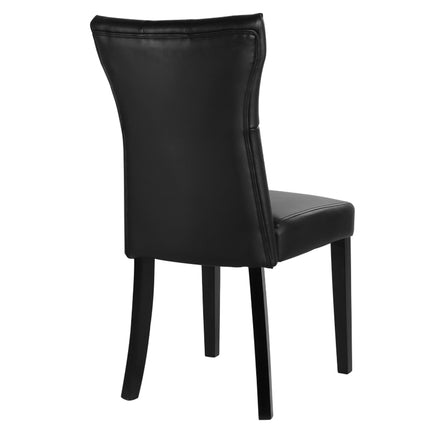 Two black PU leather dining chairs with buttons 92cm H