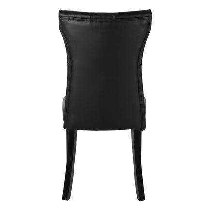 Two black PU leather dining chairs with buttons 92cm H