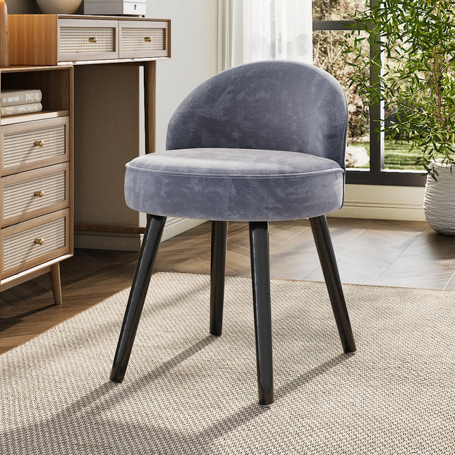 Modern Velvet Dressing Table Stool with Solid Wood Legs