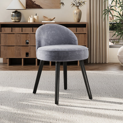 Modern Velvet Dressing Table Stool with Solid Wood Legs
