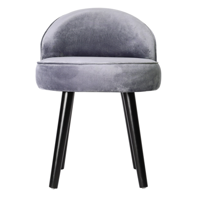 Velvet Dressing Table Stool, Light Grey 68cm H