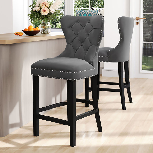 Velvet Bar Stool Bar Chair Dining Stool for Open Kitchen Counter