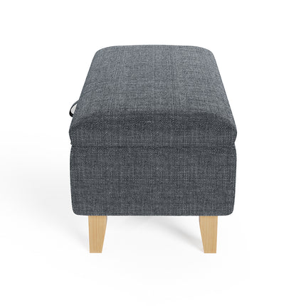 71CM Linen Storage Organizer Ottoman Footstool Dark Grey
