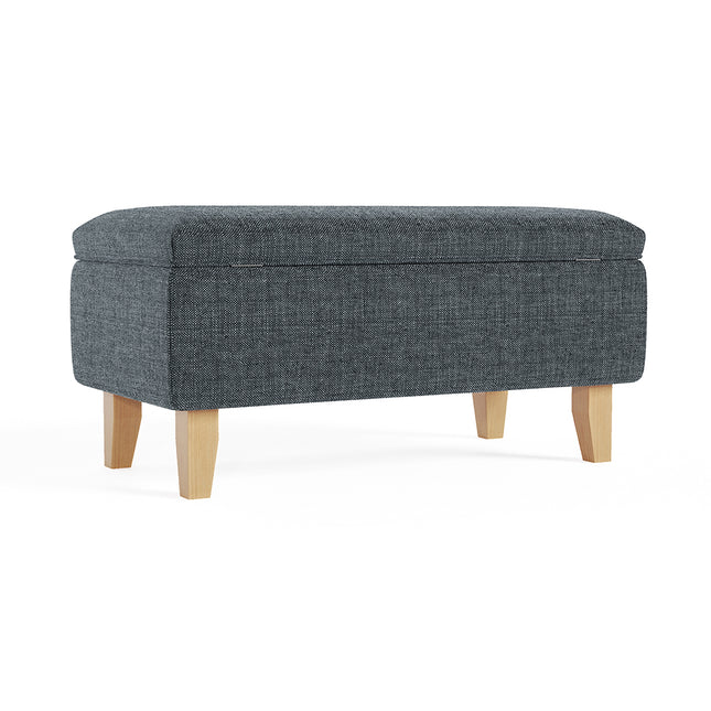 71CM Linen Storage Organizer Ottoman Footstool Dark Grey
