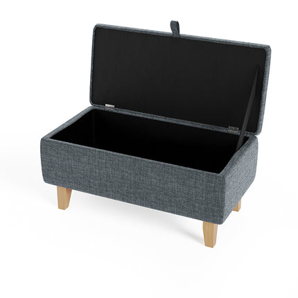 71CM Linen Storage Organizer Ottoman Footstool Dark Grey