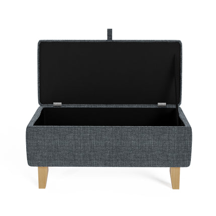 71CM Linen Storage Organizer Ottoman Footstool Dark Grey