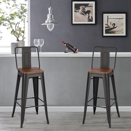 Set of 2 Metal Frame Vintage High Bar Stool 105cm H