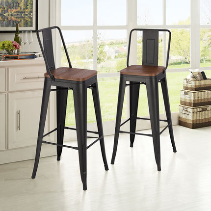 Set of 2 Metal Frame Vintage High Bar Stool 105cm H