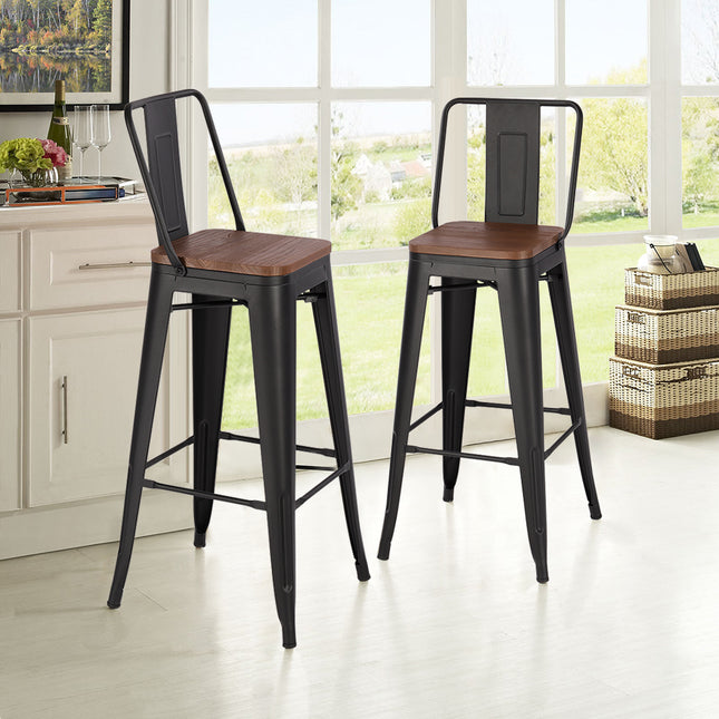 Set of 2 Metal Frame Vintage High Bar Stool 105cm H