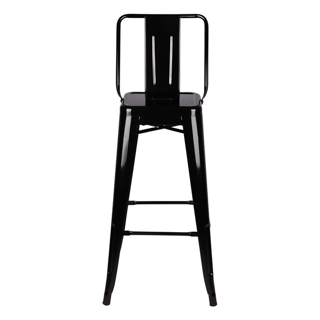 Four Black Metal Frame High Bar Stools