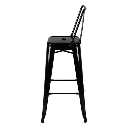 Four Black Metal Frame High Bar Stools