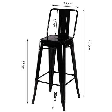 Four Black Metal Frame High Bar Stools