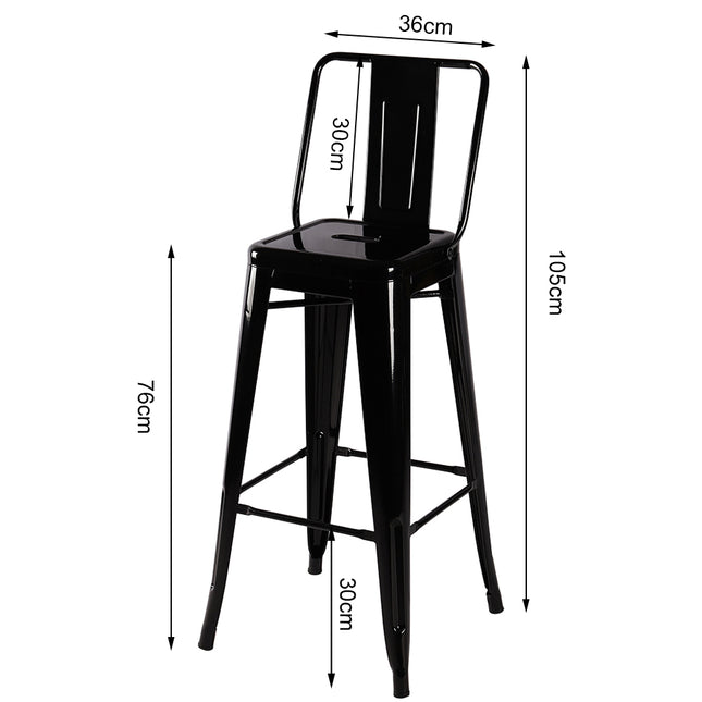 Four Black Metal Frame High Bar Stools