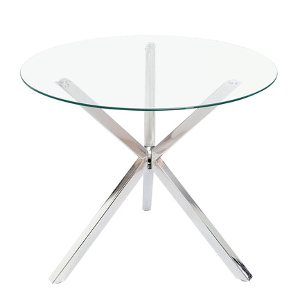 Chic Round Glass Dining Table with Metal Frame 90x75cm H