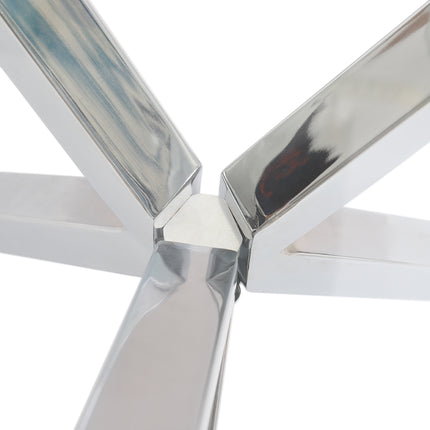 Chic Round Glass Dining Table with Metal Frame 90x75cm H