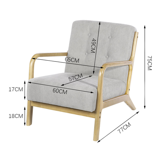 Log Frame Armchair with Linen Buttons
