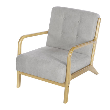 Log Frame Armchair with Linen Buttons