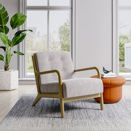 Solid Wooden Frame Upholstered Tufted Armchair