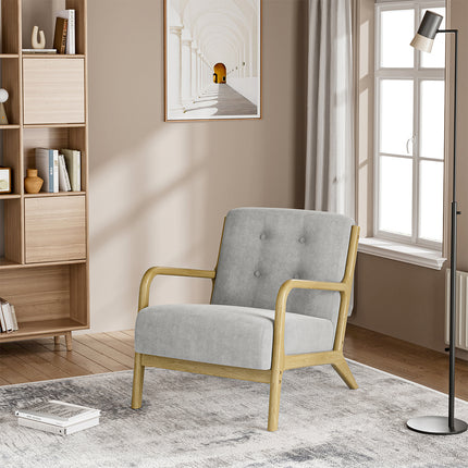 Solid Wooden Frame Upholstered Tufted Armchair