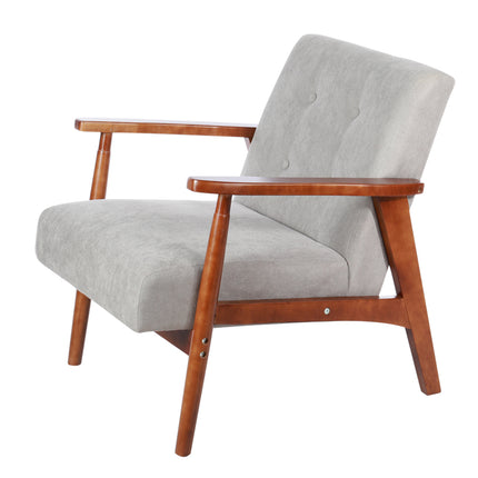 Solid Wooden Frame Upholstered Tufted Armchair