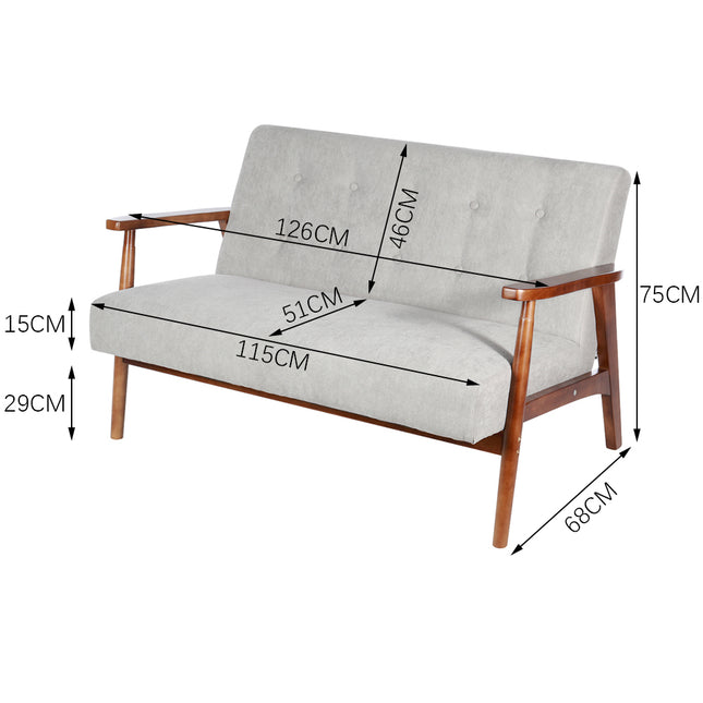 Solid Wooden Frame Upholstered Tufted Sofa