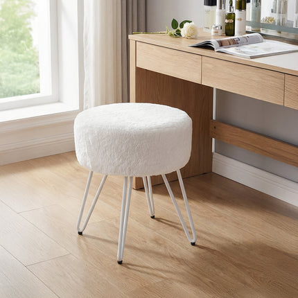 35cm Round Premium Vanity Stool Faux Fur Upholstered Stool