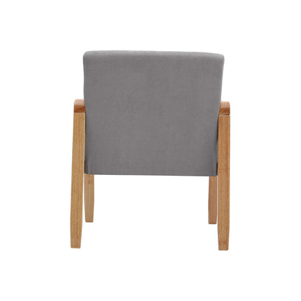 Soild Wooden Frame Grey Modern Linen Fabric Buttoned Armchair