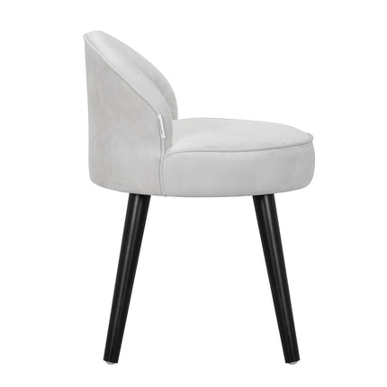 Velvet Upholstered Dressing Stool with Wooden Legs