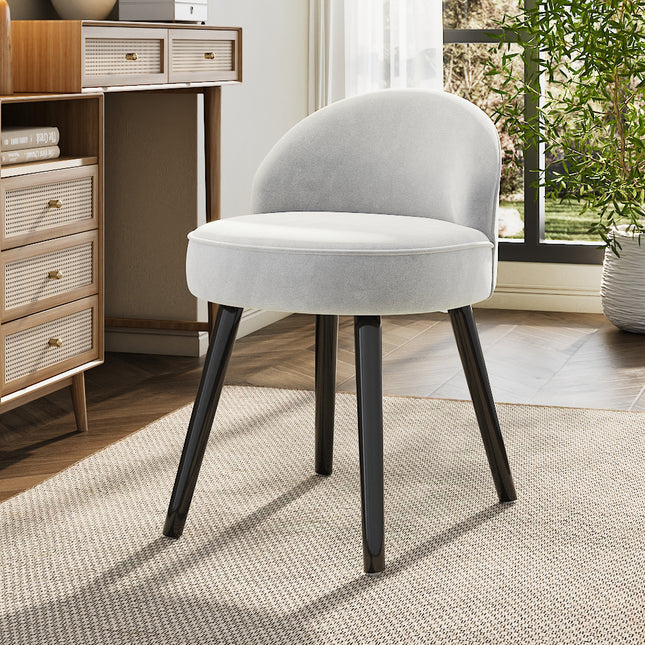 Modern Velvet Dressing Table Stool with Solid Wood Legs
