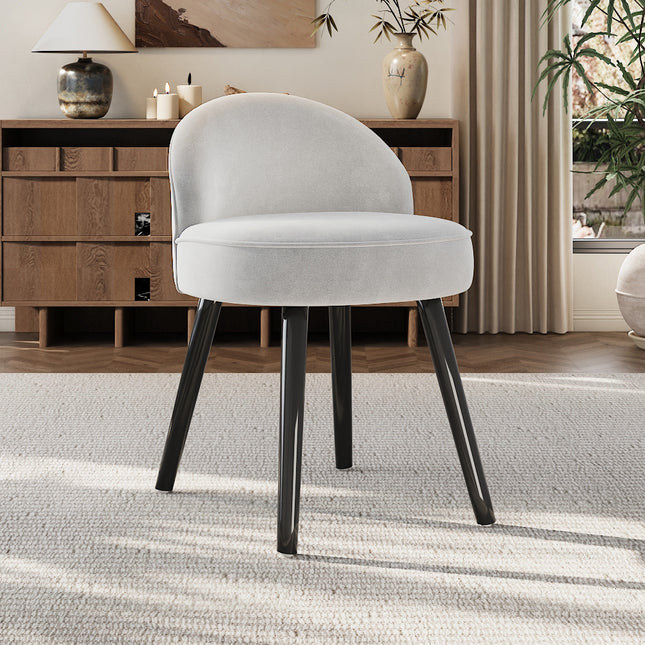 Modern Velvet Dressing Table Stool with Solid Wood Legs