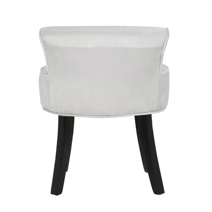 Velvet Vanity Stool Soft Seat Low Back with Black Wooden Legs