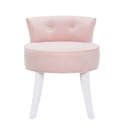 Velvet Vanity Stool Soft Seat Low Back with Black Wooden Legs