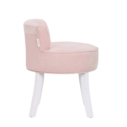 Velvet Vanity Stool Soft Seat Low Back with Black Wooden Legs