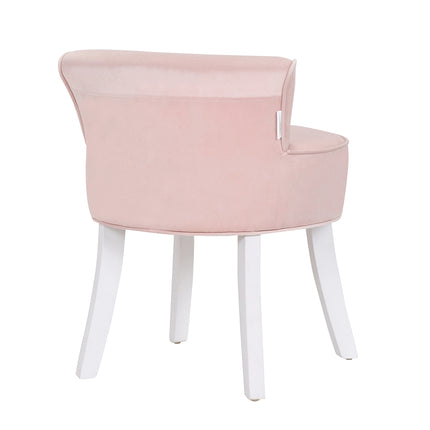 Velvet Vanity Stool Soft Seat Low Back with Black Wooden Legs