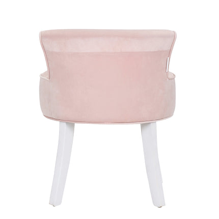 Velvet Vanity Stool Soft Seat Low Back with Black Wooden Legs