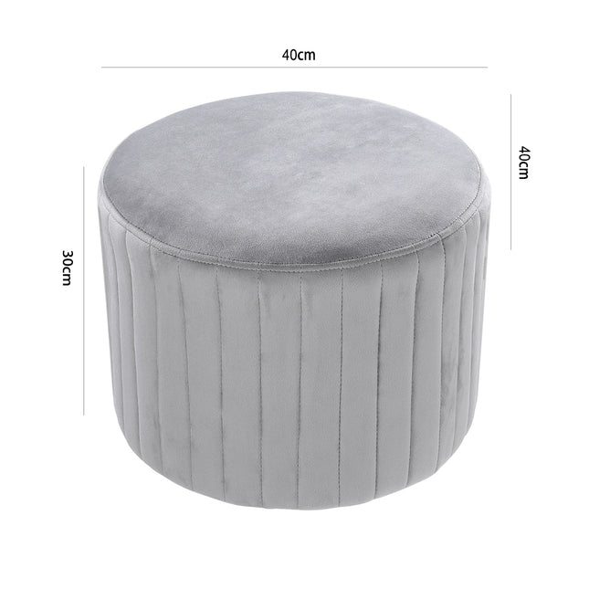 Round Velvet Dressing Table Stool Interstice Strip Edge Grey