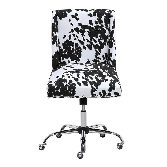 Velvet Office Chair Black and white spots 5-Claw Metal Legs