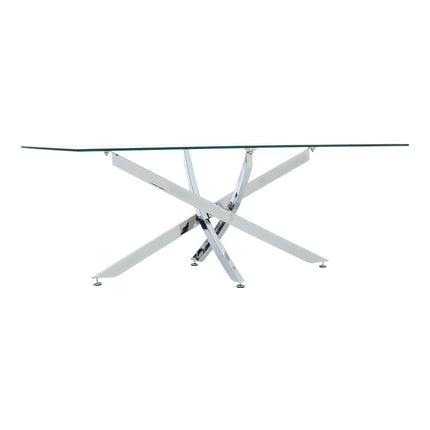 120x60CM Rectangle Tempered Glass Top Side Table with Chrome Legs