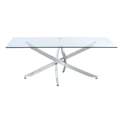 120x60CM Rectangle Tempered Glass Top Side Table with Chrome Legs