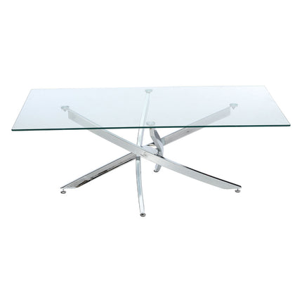 120x60CM Rectangle Tempered Glass Top Side Table with Chrome Legs