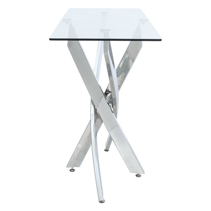 120x40CM Rectangle Tempered Glass Top Side Table with Chrome Legs