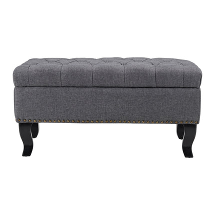 Nailhead Trim Button-Tufted Upholstered Bench Footstool