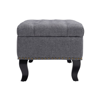 Nailhead Trim Button-Tufted Upholstered Bench Footstool