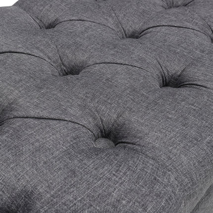 Nailhead Trim Button-Tufted Upholstered Bench Footstool